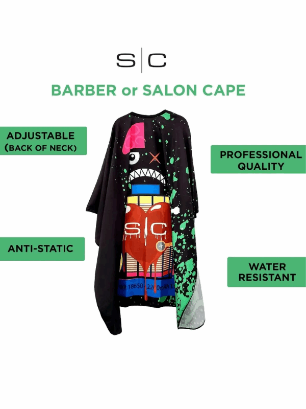 StyleCraft Radioactive Barber & Stylist Cape - Black - Kade Hair