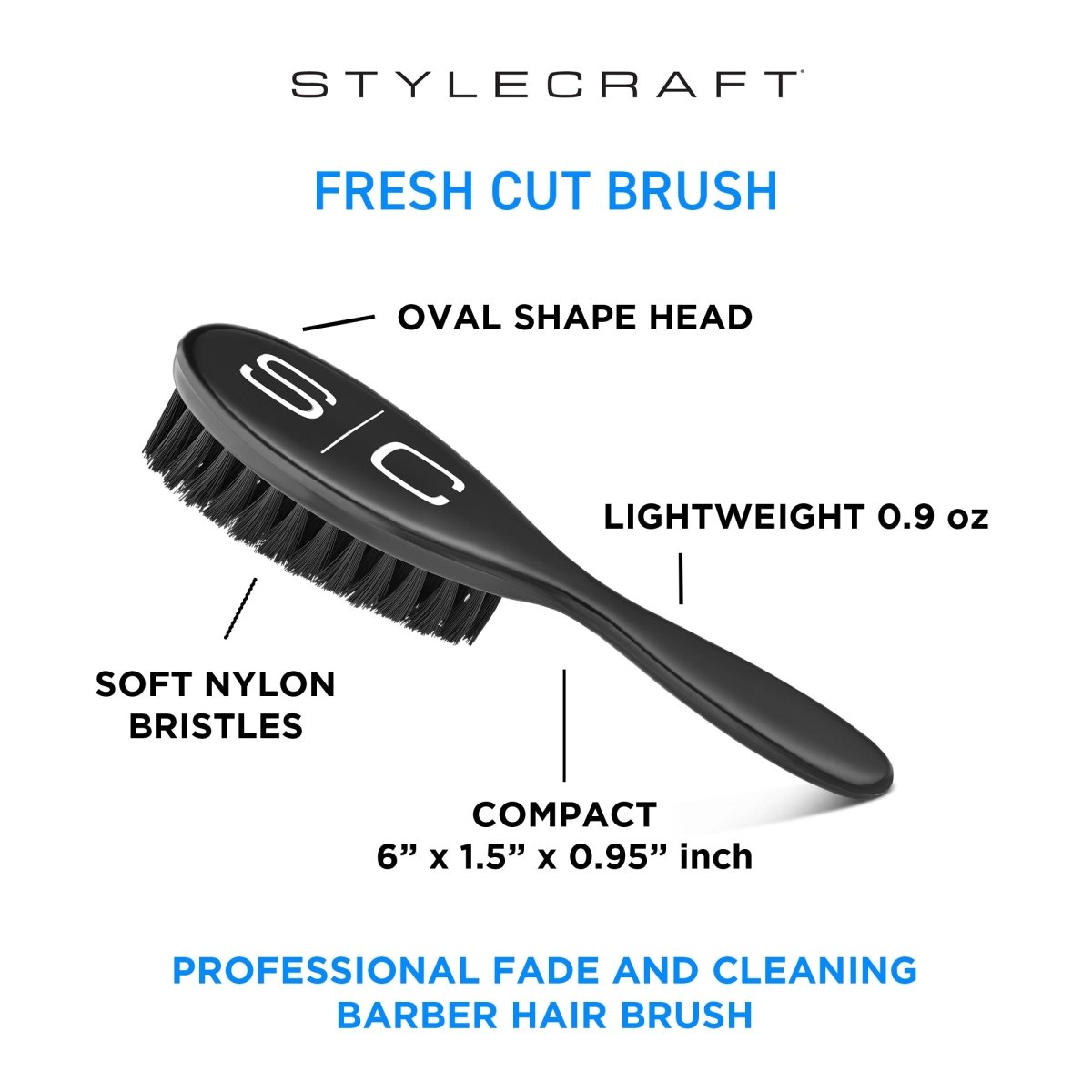 StyleCraft The Fresh Cut Fade & Cleaning Barber Hair Brush - Kade Hair