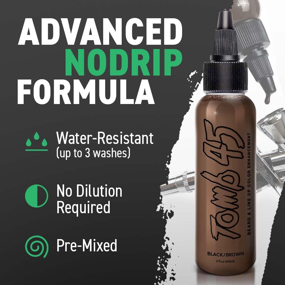 Tomb45 No Drip Enhancement Colour for Beard & Line Up - Black/Brown - Kade Hair