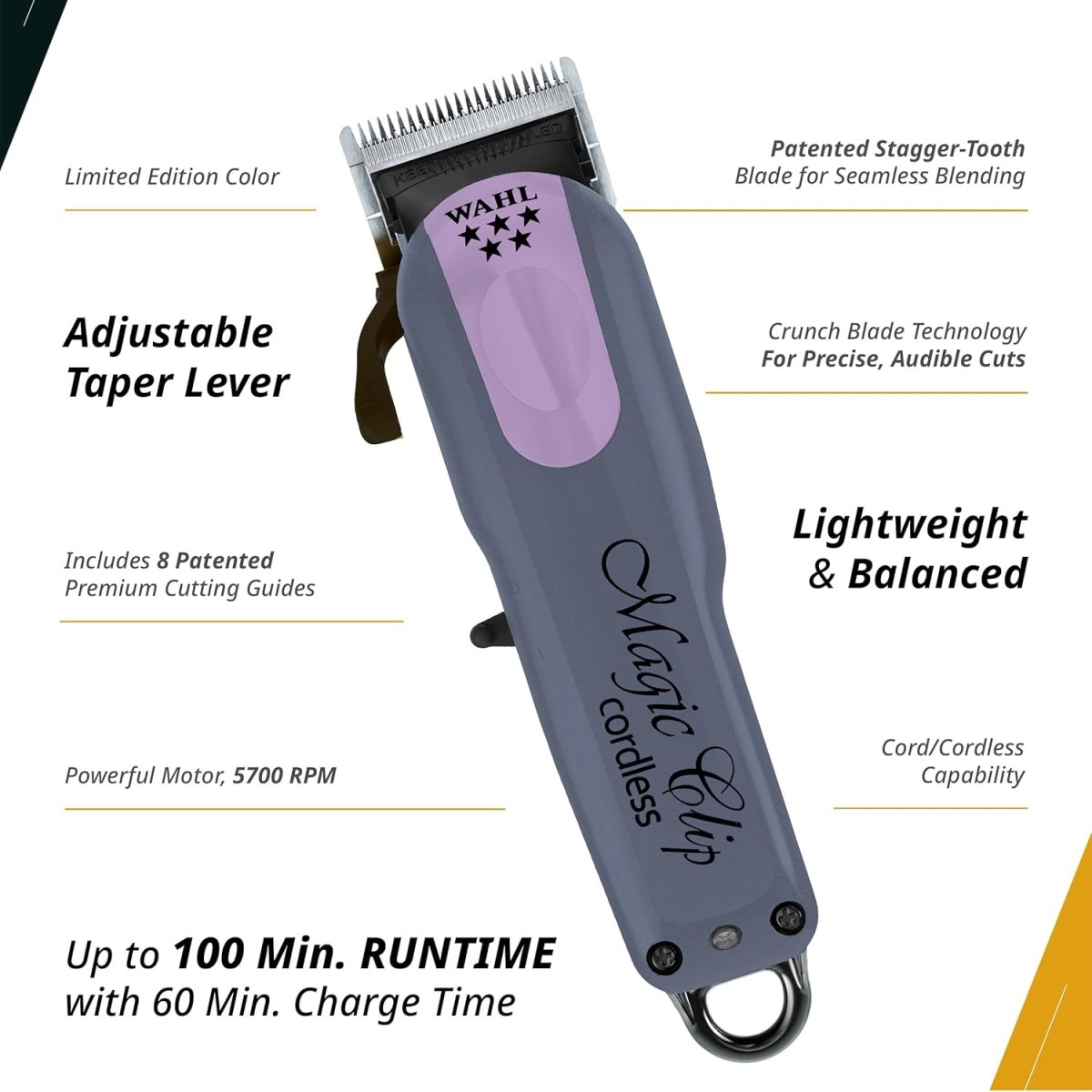 Wahl Limited Edition Cord/Cordless Magic Clip Clipper - Lavender - Kade Hair
